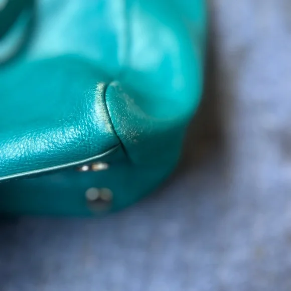 Fossil Sydney leather tote bag turquoise/teal pre owned - Picture 4 of 16